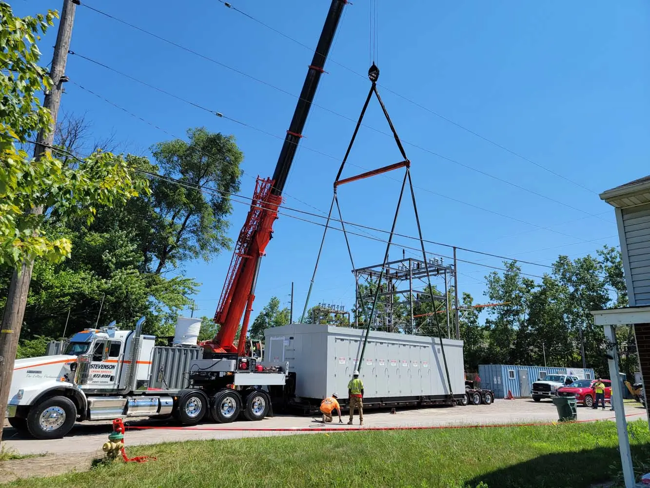 Crane with large electrical equipment